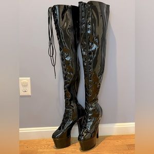 Pleaser 7” Adore 3023 Thigh High Black Boots